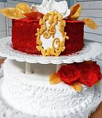 Торт свадебный 2-х ярусный красно золотой