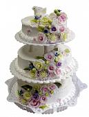 Торт свадебный 3-х ярусный с разноцветными розами