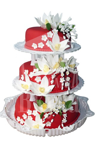 Торт свадебный "Архидеи на красном"